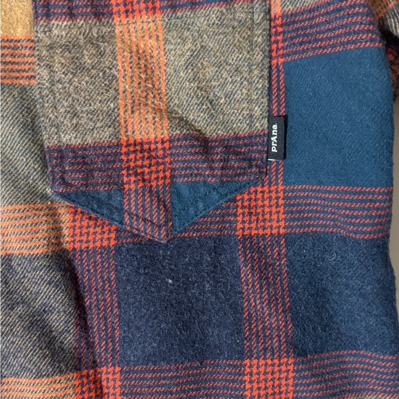 Prana Golden Canyon Flannel Plaid Button Up Top Size S Hiking Bonfire Grunge - Picture 7 of 9